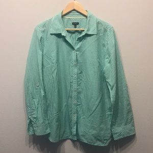 Talbots tissue cotton button-down blouse size L
